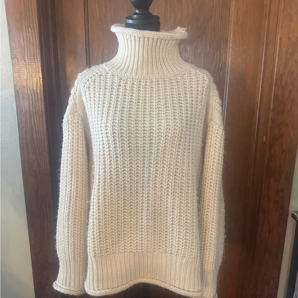 POL White Cowl Turtleneck Sweater with Chunky Knit